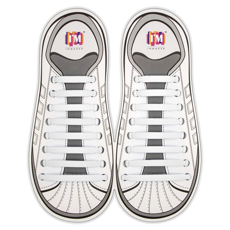 INMAKER No Tie Shoe Laces for Adults and Kids, Elastic Shoelaces for Sneakers, Rubber Silicone Tieless Laces, White - Image 1